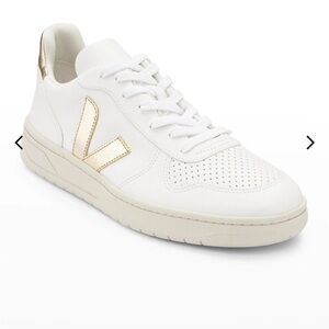 Veja V-10 Low Top Sneakers- Gold and Silver Metallic